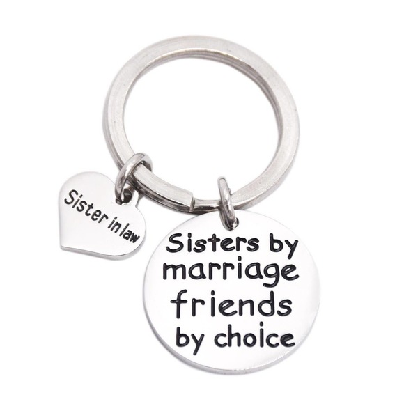 3/$12 Sisters by Marriage Friends by Choice Keychain Sister in Law Gift - Picture 1 of 3